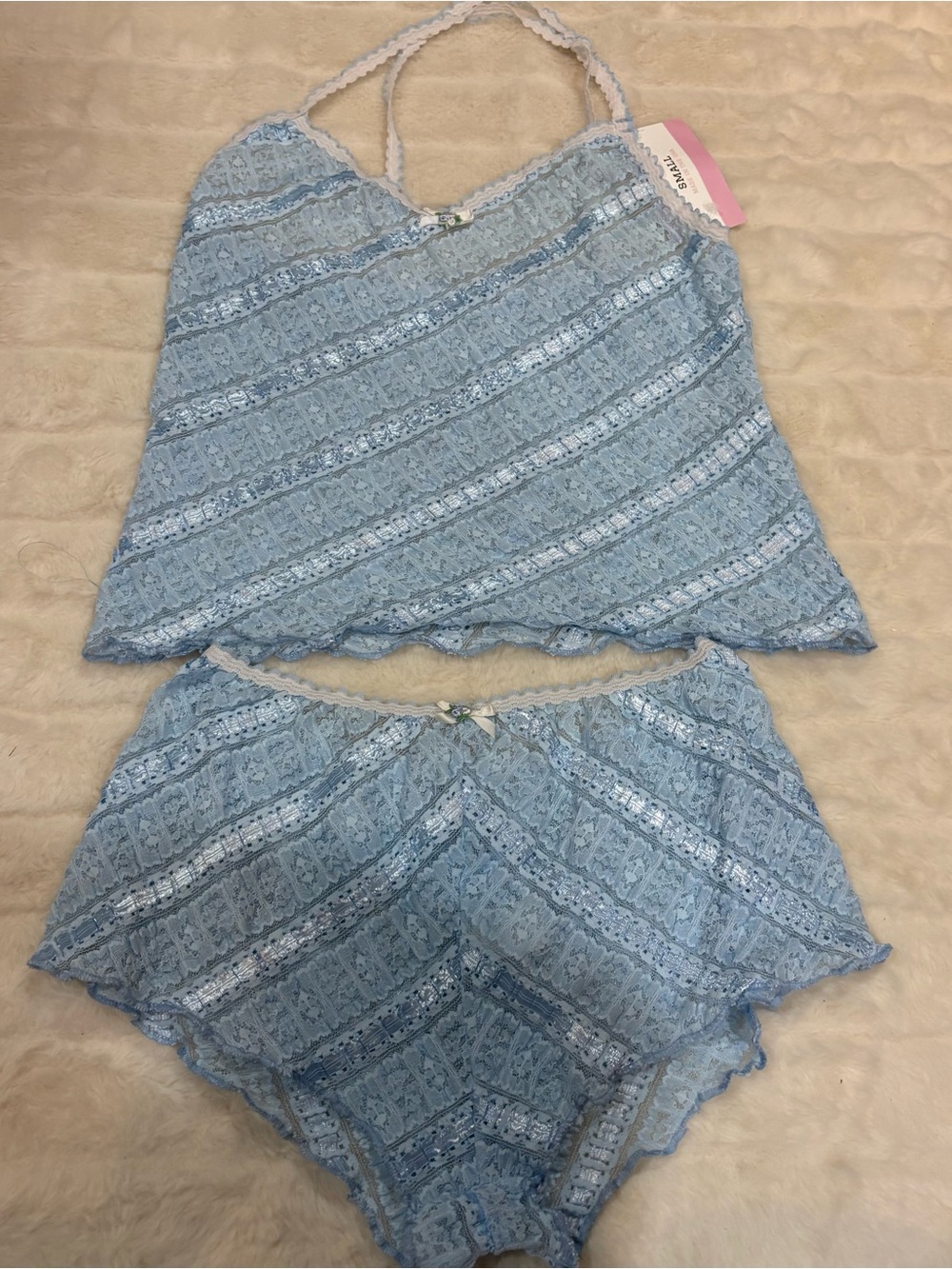 Light Blue Lace Cami & Brief Set - Women's Intimates handmade